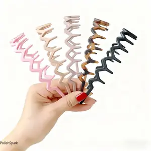 5-Pack Zigzag Wave Teeth Headbands – Slim Non-Slip Plastic Hair Bands for Women & Men | Retro Flexible Skinny Headbands for Face Washing, Sports & Daily Styling