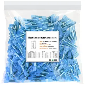 200 count Blue Heat Shrink  Connectors, 16-14 AWG  Electrical Crimp Terminal Splice Wire Connectors for Marine, Automotive, , Wiring