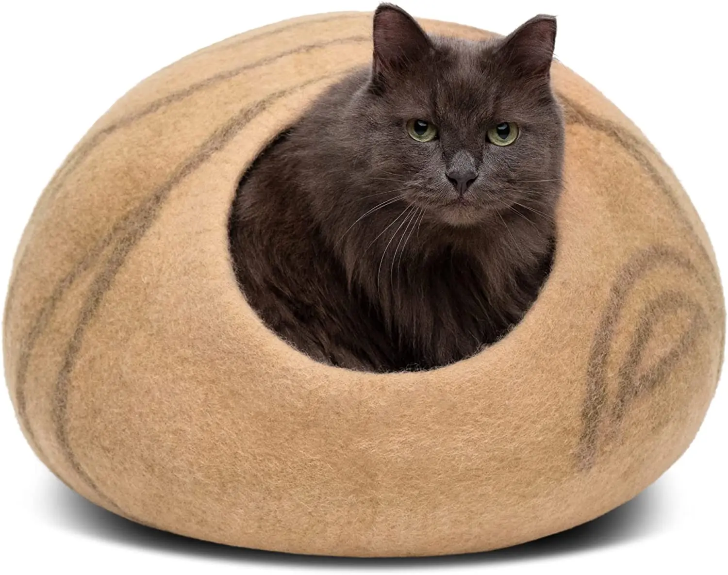 MEOWFIA Cat Cave – Premium Felt Cat Bed for Indoor Cats, Handmade 100% Merino Wool (Light Shades)