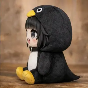 New Cute Cartoon Guga Penguin Plush Toy Holding 22cm Ornament Room Decoration Plush Doll Toy For Kid Gift