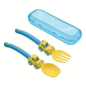Toddler Kids Fork Spoon Set Car Themed Utensils for Boys Girls Self Feeding Baby Led Weaning Easy Hold Portable Sturdy Dinnerware Birthday Gift Multicolor Fun Eating Experience