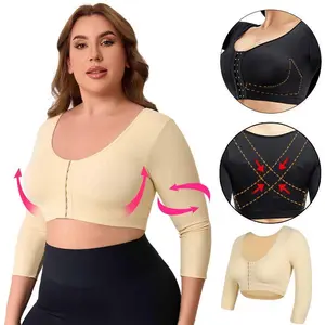 Upper arm shaping sleeve compression tops for women after breast surgery push-up bra shaping cropped tops, body shapers