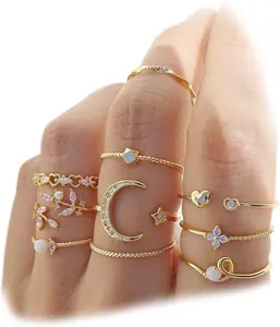 Boho Retro Stackable Rings Sets for Women Knuckle Joint Finger Knuckle  Ring Sets Moon Stars Stack Preppy Statement Rings Cute Trendy Stuff