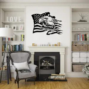 1Pc UniqueAmerican Eagle Metal Wall Art, American Flag Wall Decor, US Large Metal Eagle Wall Sign, Fourth Of July Independence Day  Flag,Patriotic Gift, Metal Flag Hanging Decoration Home