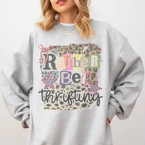 Thrifting -  Rather Be Thrifting Sweatshirt - Ash Grey - Thrifing Sweatshirt Pullover Soft Unisex Womenswear Cotton Fabric