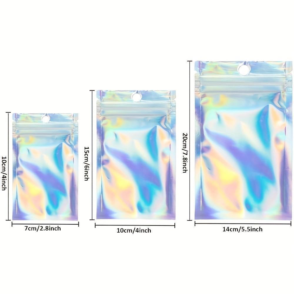 10/20/50pcs Resealable Deodorant Bag, Holographic Aluminum Foil Bag, Food Candy Jewelry Screw Flat Zip Lock Bag cosmetics Packag