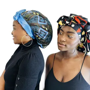 Ankara Satin Bonnet/Scrub Cap for Women - Silk Sleep Bonnet with African Fabric, Ideal for Short/Long Hair