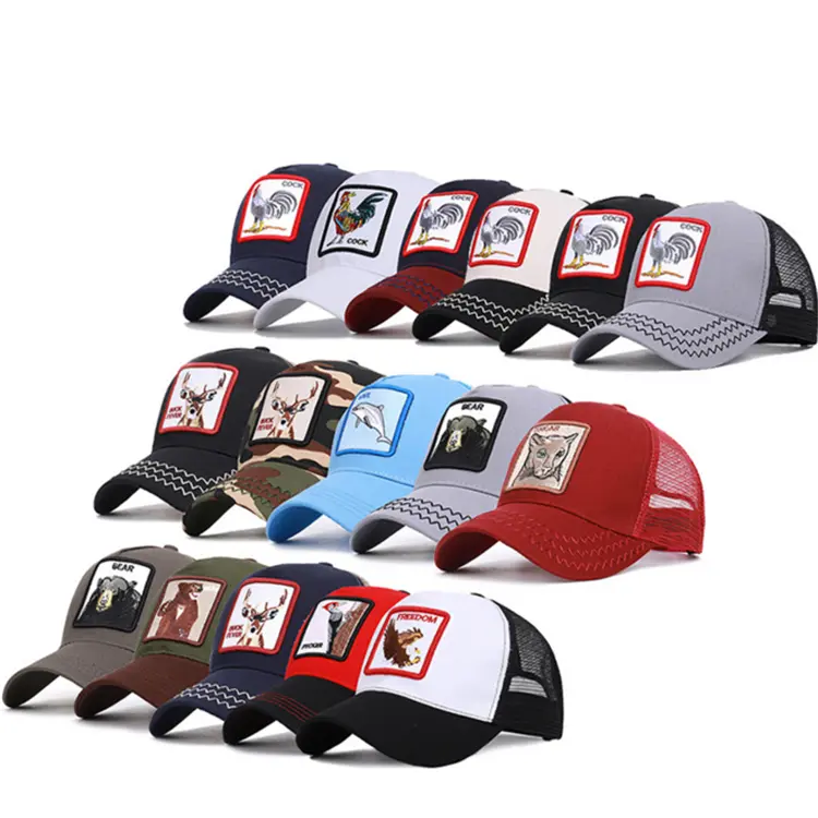 Unisex Animal Mesh Trucker Hat Snapback Square Patch Baseball Caps
