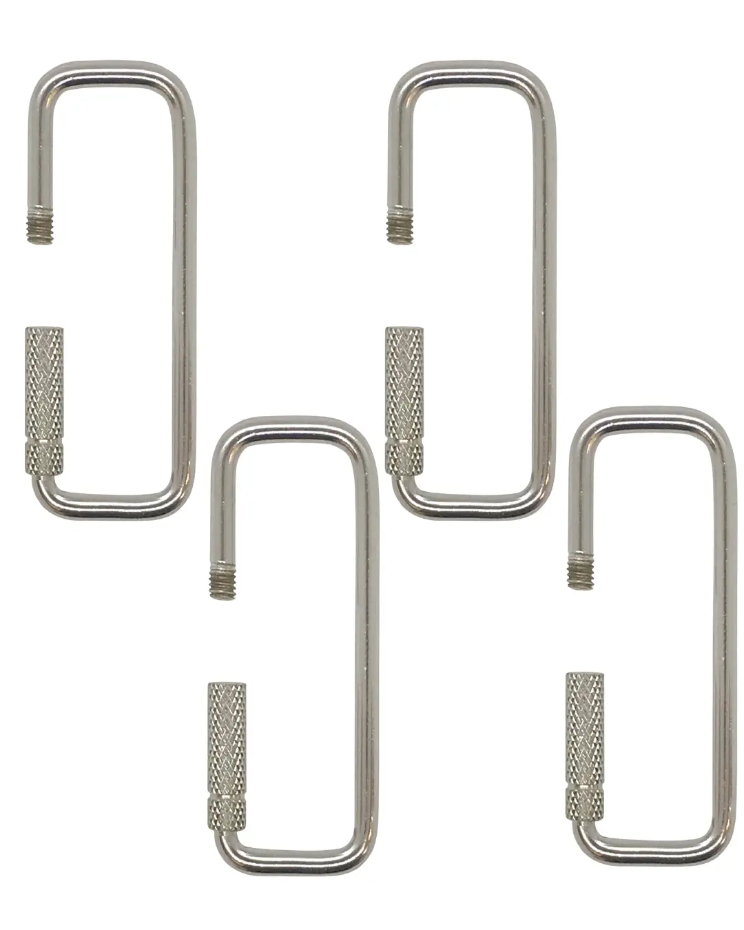 Lucky Line 4-Pack 1.5” Rectangular Key Ring with Turn-Twist Sleeve Closure, Locking Belt Loop Carabiner Clip Belt Keychain Accessory, Compact Design, Belt Keychains, Carabiner Clip Keychains