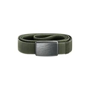 Groove Belt Low Profile – Slim Everyday Stretch Belt, Magnetic Buckle, Fits All Belt Loops for Men & Women – Base Camp Green / Gun Metal