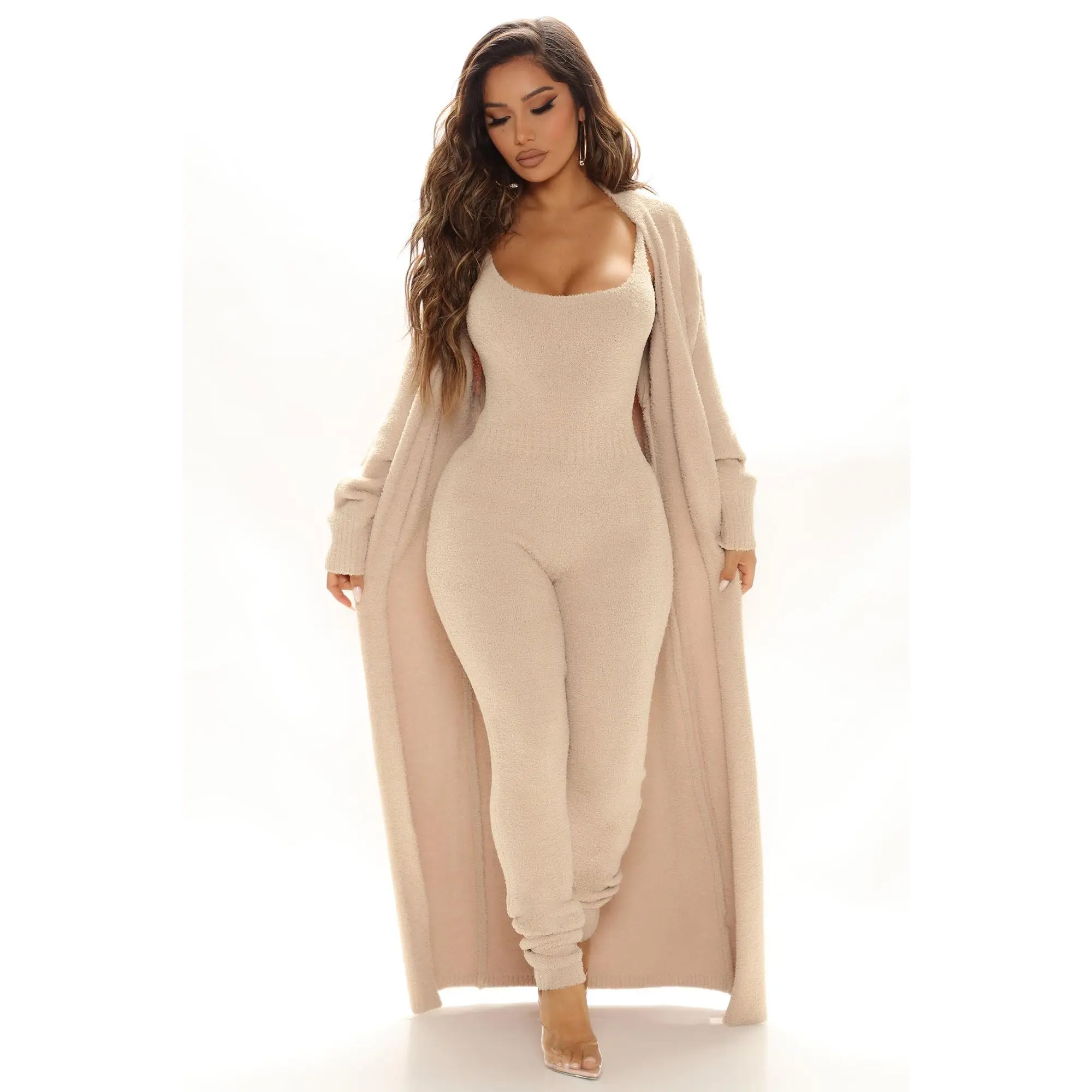 Living In It Jumpsuit Set - Taupe