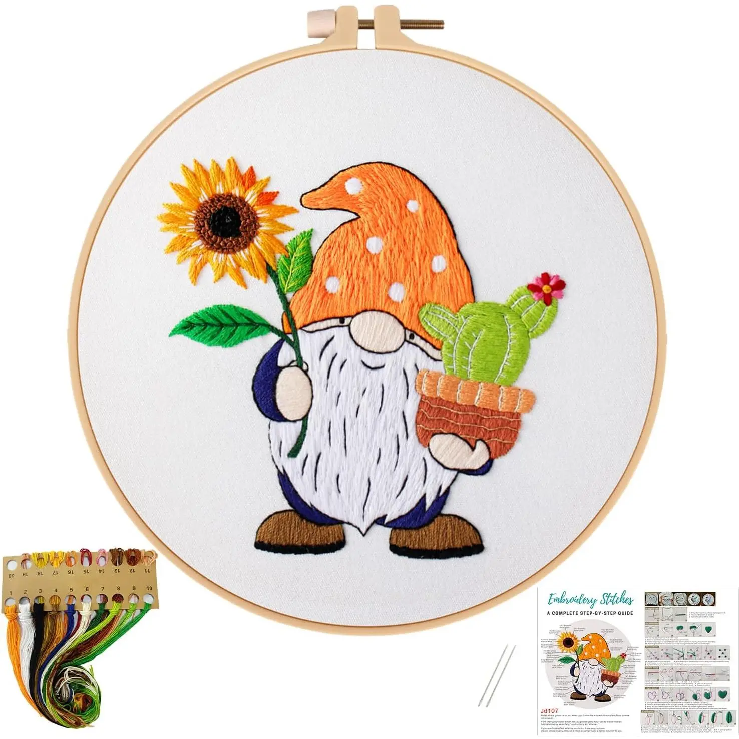Sunflower Embroidery Kit for Beginners, Full Set of Stamped  Cross Stitch Kit for Adults Including Threads, Hoops and Instruction