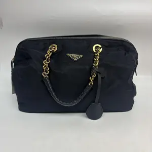 Pre-owned Nylon Crossbody Bags Prada Tessuto Bowling Bag Dark Black