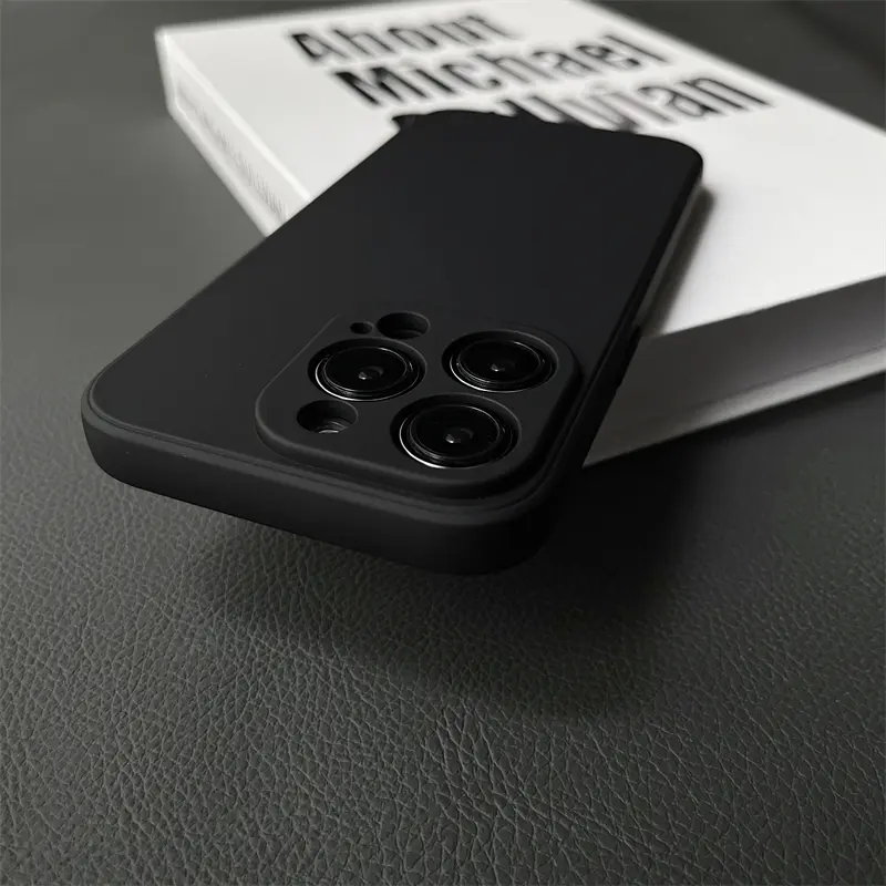 Fine hole imitation liquid soft phone case, classic straight edge, spray treatment, velvet inside, non-slip and anti-fall ultra-thin protective cover,Soft Case for iPhone 17pro 16 Pro Max 15plus 14plus 13promax 12 11 Pro 16E