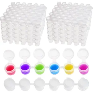 ZEAYEA 100 Strips 600 Pots Paint Pots Strips, 2ml/ 0.07 oz Empty Paint Cup Pots with Lids, Arts Crafts Plastic Storage Containers for Classrooms Schools Paintings Art Summer Camps