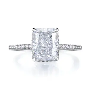 S925 Sterling Silver Ice Flower Cut Square Ring 8*10mm 8A Cubic Zirconia Ring fashion jewelry accessory woman girl promise ring Springtok-373