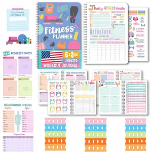 Hardcover Fitness Journal for Women & Men, A5 Spiral-Bound Workout Planner with 80 Index Tabs, Exercise Log Book for At-Home Workouts, Undated Diet & Weight Loss Tracker with Goal Tracking，Gift for Mother's Day （8.3in x 6in)