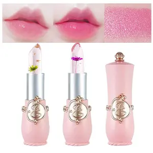 2Pcs Flower Jelly Color Changing Lipstick Magic Lipstick Lip Gloss with Flower inside, Clear Flower PH Jelly Lipstick Prime Lip Color Change Changing Lipstick Lip Balm