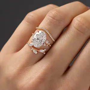 New Style Super Sparkling Oval Zirconia Ring Set | Cut Engagement Band for Women, Luxury Daily Jewelry, Perfect for Engagement/Anniversary, Ideal Valentine'S Day Gift, Elegant and Sexy Design, Synthetic Zirconia and Copper Material