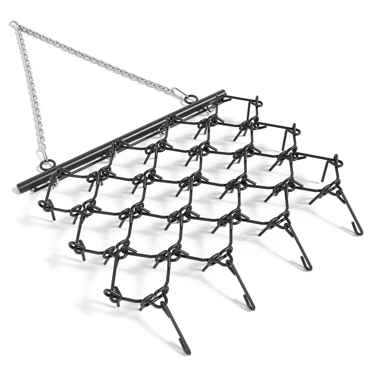 Garvee Heavy Duty 4x4 Ft Drag Harrow with 4 Ft Chain and 3/8 Inch Tines for ATV, UTVs, Lawn Tractors - Ideal for Leveling, Grading, Pastures, and Breaking Up Soil, Black