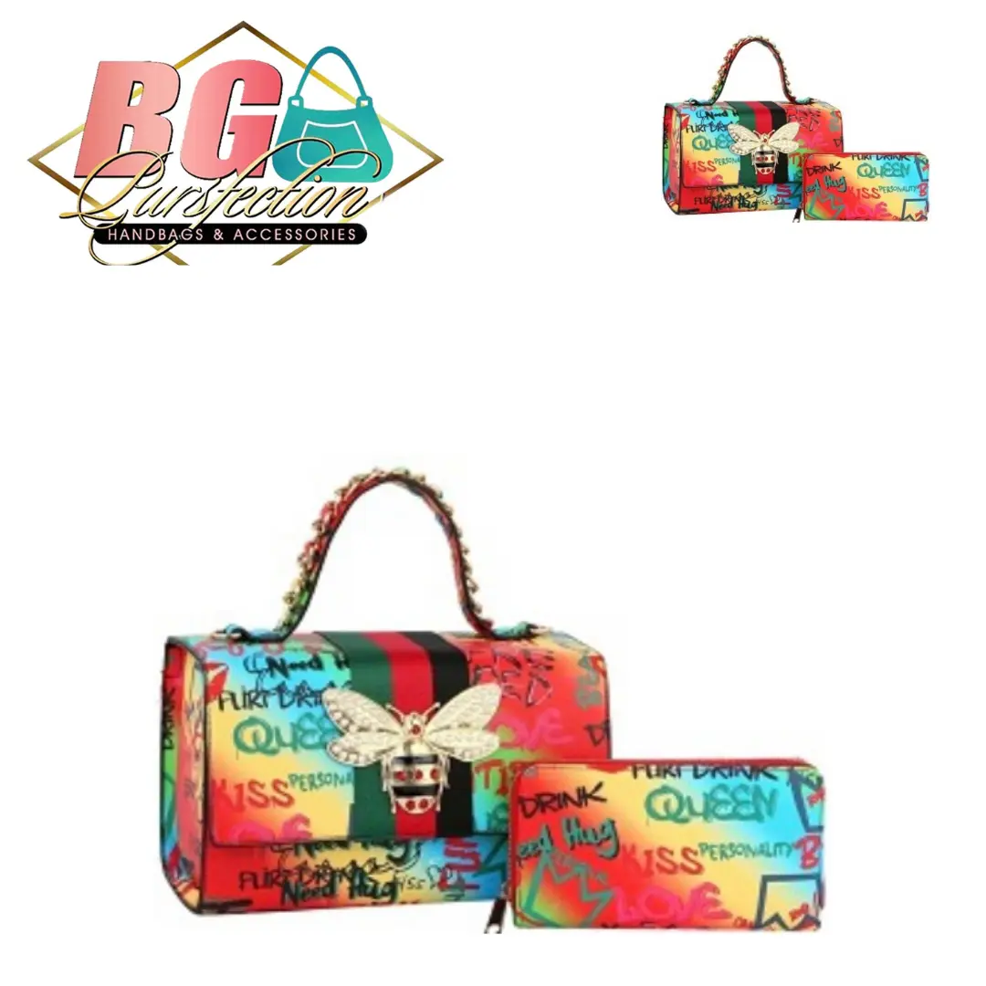 Queen Bee Graffiti Handbag and Wallet Set