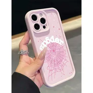 Pink Spider Web Pattern Design, Pink Cute Mobile Phone Case, Suitable For IPhone16 15 14 13 12 11, Pro Max Plus Mini X Xsman And Other High-End Mobile Phones, To Create Personalized And Durable Accessories For Mobile Phone Users Who Pursue Fashion