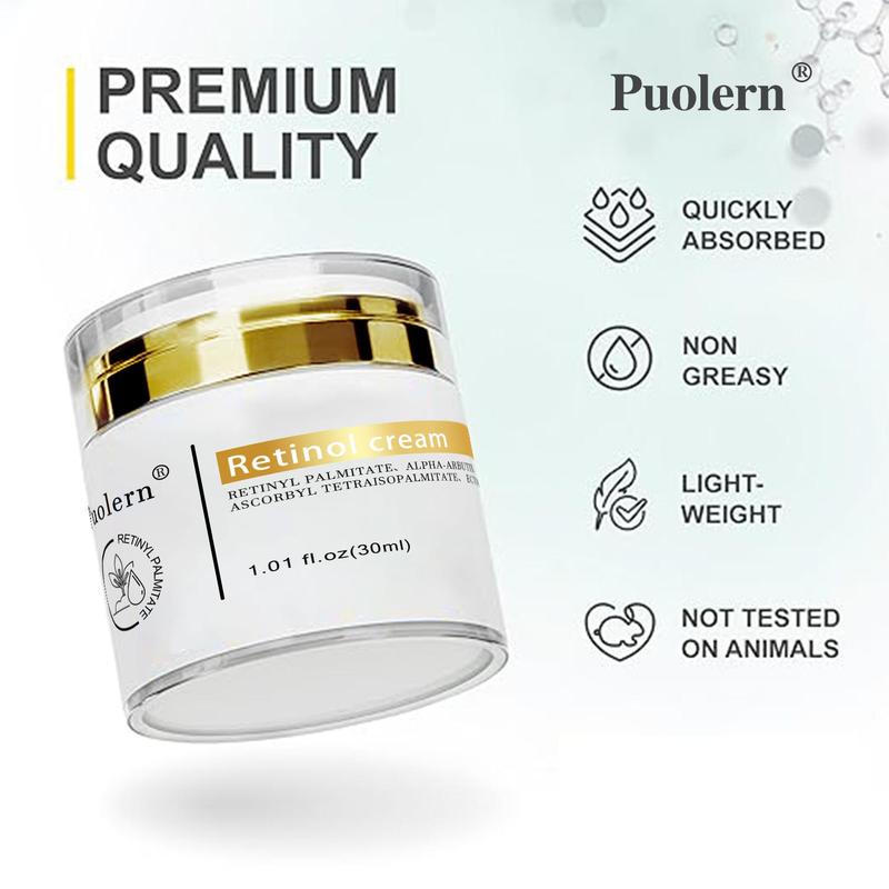 Puolern Retinol+Sodium Hyaluronate Cream for Face Cream Fast Deep Cellular Absorption Day or Night Cream for Moisturizers  Skincare Skin Repair Comfort