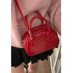 Chic Red Baguette Bag - Sandy Liang Style - Compact & Trendy Handbag for Fashion Lovers