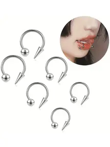 Stainless Steel Lip Ring, Punk Style Lip Studs, Body Piercing Jewelry for Women & Men, Fashion Accessories for Party, Daily Clothing Decor