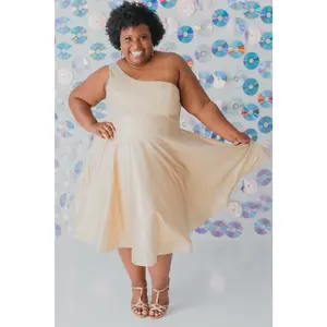 One Shoulder Plus Size Shimmer Party Dress