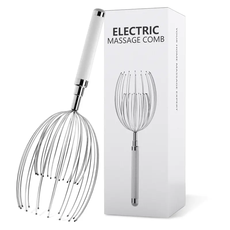 Yeamon Handheld Portable Electric Claw Scalp Massager - Compact Self Care Gadgets, 20-Finger Design ASMR Sleep and Relax Head Massager, Lightweight Cordless Finger Stimulation Massage Device for Adults, Deep Relaxation
