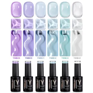 YOKEFELLOW 4 in 1 Rubber Base Gel Nail Polish Set Soak off UV LED 10ml 0.33fl.oz Long Lasting Durable Bubber-Free Toxin-Free Low Odor Rubber Base Gel Gloosy Shine Solid Color Gel Polish Base Coat Nail Salon for Beginners DIY at Home