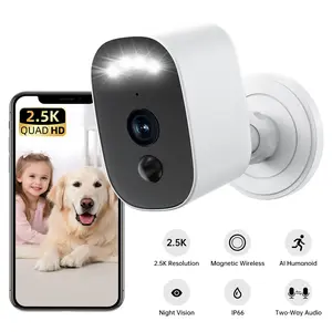 【JOOAN 2.5K Wireless Outdoor Security Camera】Indoor/Outdoor, Easy Magnetic Mount, Smart Garage Security Camera – HD Video,  AI Human Detection, IP66 Waterproof, Color Night Vision, Wi-Fi, Two-Way Audio,Smartphone Control Lens, Optional SD/Cloud Storage
