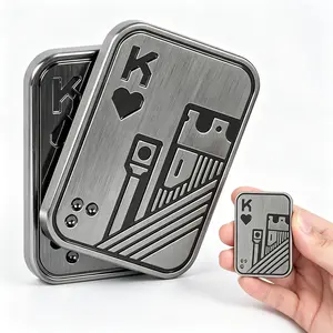 Metal Poker Card Fidget Slider! Magnetic Stress Relief EDC Desk Toy for Men & Adults with ADHD Portable clicker