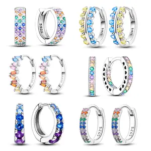 Rainbow Huggie Hoop Earrings 925 Sterling Silver, Multiple Designs For Pride Month/Birthday/Everyday Wear