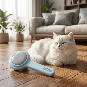 Self Cleaning Slicker Brush for Dogs and Cats - One Click Pet Grooming Brush for Shedding, Undercoat Dematting Comb, Soft Gentle Massage Pins for Long and Short Hair Pets, Light Blue