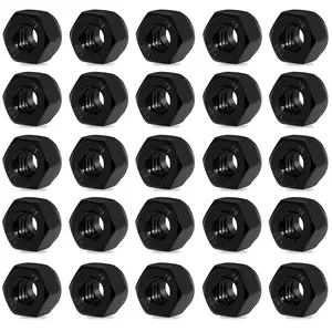 25 Pack 1/4"-20 Lock Nuts,Black Oxide 304 (A2-70) Stainless Steel Nylon Insert Locknuts Standard Inch Thread Nylock Nuts for Hardware, Machinery, Automotive, Furniture Repair