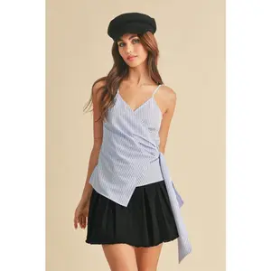 Aemi + Co Side Knotted Surplice Striped Cami
