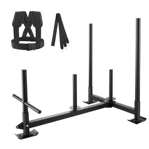 Spring new arrivals Weight Training Sled, Pull Push Power Sled with Handle, Fitness Strength Resistance Training, Steel Workout Equipment for Athletic Exercise & Speed Improvement, Fit for 2" Weight Plate, Black