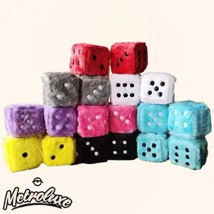 Retro '90s Vibe Plush Dice & Mirror Pendant | Premium Car Interior Aesthetic Decor
