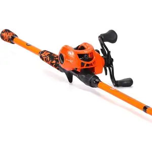 Baitcast Reel and Fishing Rod Combo, IM7 Graphite 2- Blank Rods,EVA Handle & "S" Style Hook Keeper