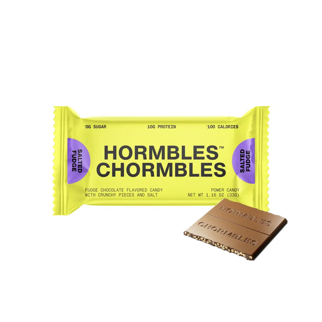 Salted Fudge (12ct) - Hormbles Chormbles- Chocolate Protein with Crunchy Pieces, 1.16 oz
