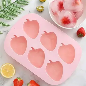 Silicone Ice Tray for Fruit-Shaped Ice, Strawberry Design, Cake & Chocolate Mold, Ideal for Kitchen Use, Small Home Tool