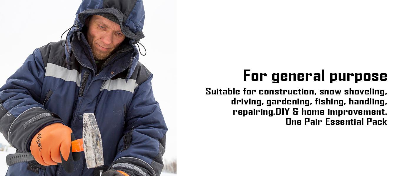 COOLJOB Waterproof Winter Freezer Gloves, Double Coated Rubber Safety Work Gloves(Orange)