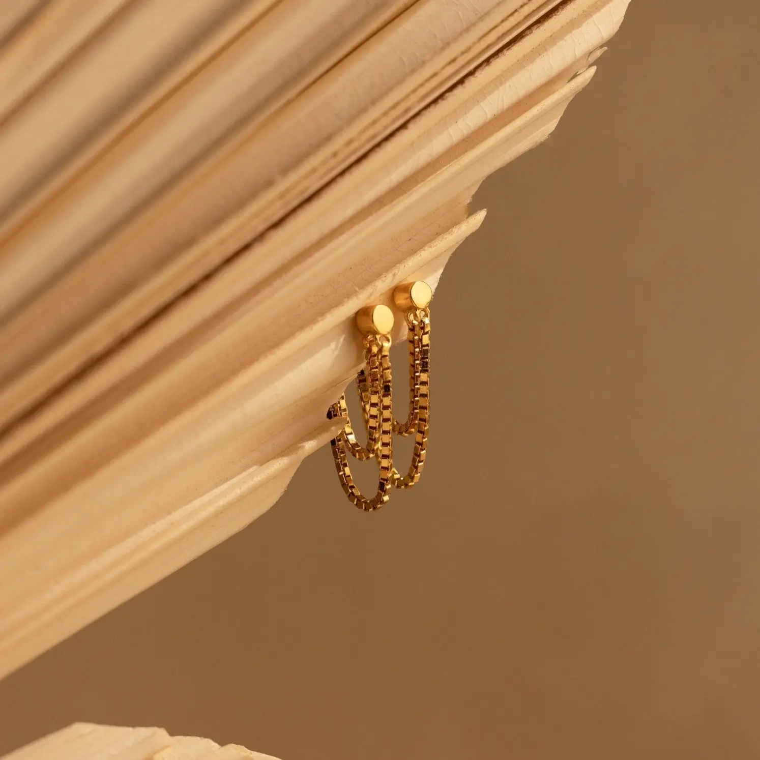 Flatback Chain Earrings by Caitlyn Minimalist - Dangle Box Chain Earrings in Gold & Silver - Minimalist Jewelry - Gift for Her