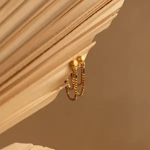 Flatback Chain Earrings by Caitlyn Minimalist - Dangle Box Chain Earrings in Gold & Silver - Minimalist Jewelry - Gift for Her