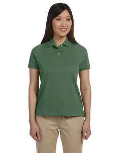 Women's Fitted Feminine Cotton Polo Shirt - Devon & Jones D140SW Lady's Solid Perfect Pima Interlock Polo