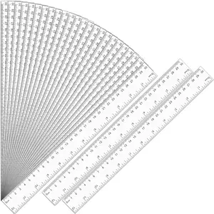 32 Pack Clear 12 Inch Ruler Bulk with Centimeters and Millimeters, Metric Measuring Drawing Tool for Kids, Ideal Back to School Office Home Supplies