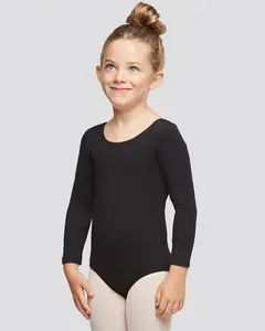 Girls Long Sleeve Cotton Ballet Leotard