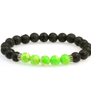 Chakra Stone Bracelet green and black Balance Energy Beads